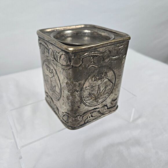 Vintage Tin Tea Canister Made in India 3.75" x 3.75" x 4.5" Decorative - Picture 7 of 10